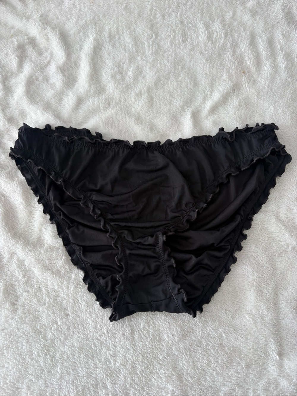 Shade & Shore Black Ruffle Bikini Bottoms size XL Women’s Cinched Bottoms
